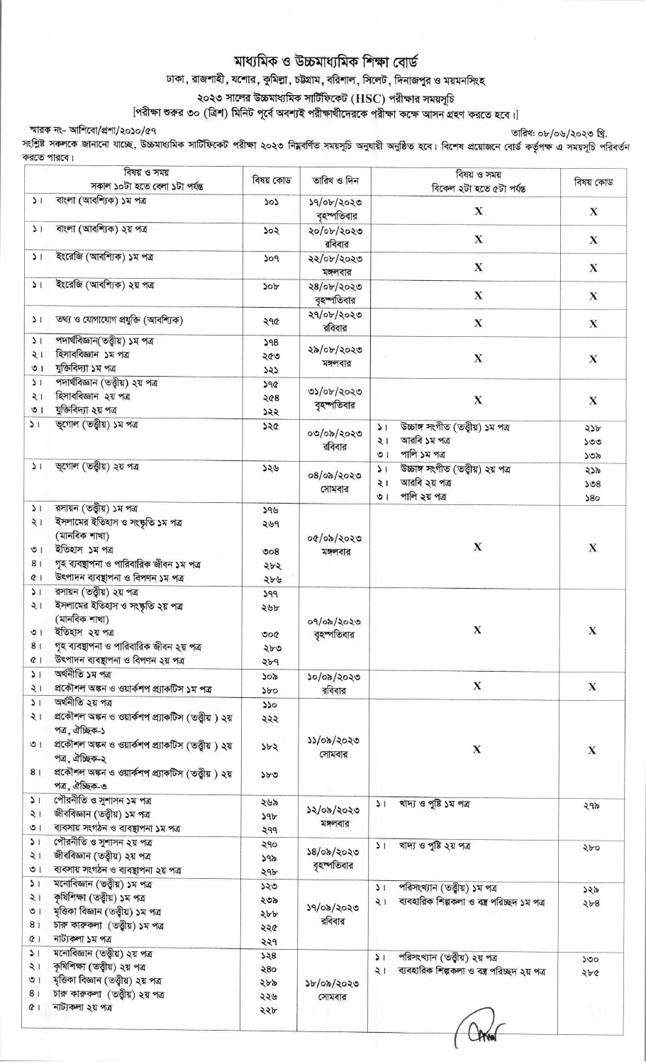 HSC Routine 2023