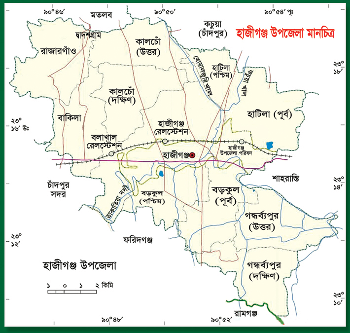 Map of Hajiganj Upazila